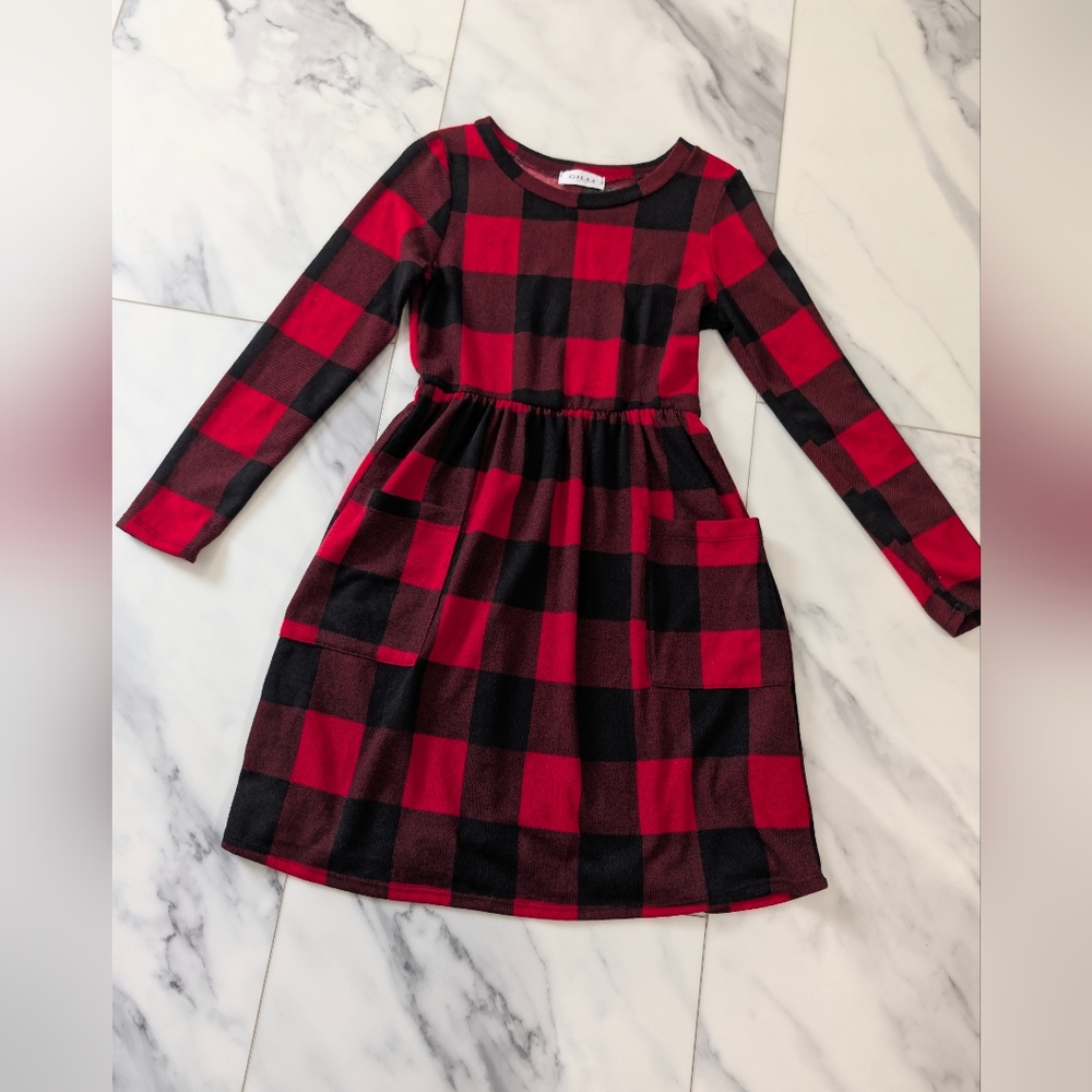 Buffalo Plaid Red and Black Dress W Pockets Size Small Purchased From Wantable